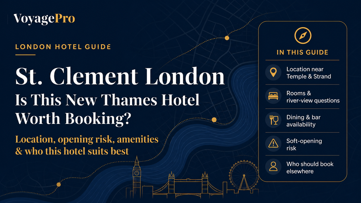 A traveler comparing London hotel options with a map of central London and the Thames in view